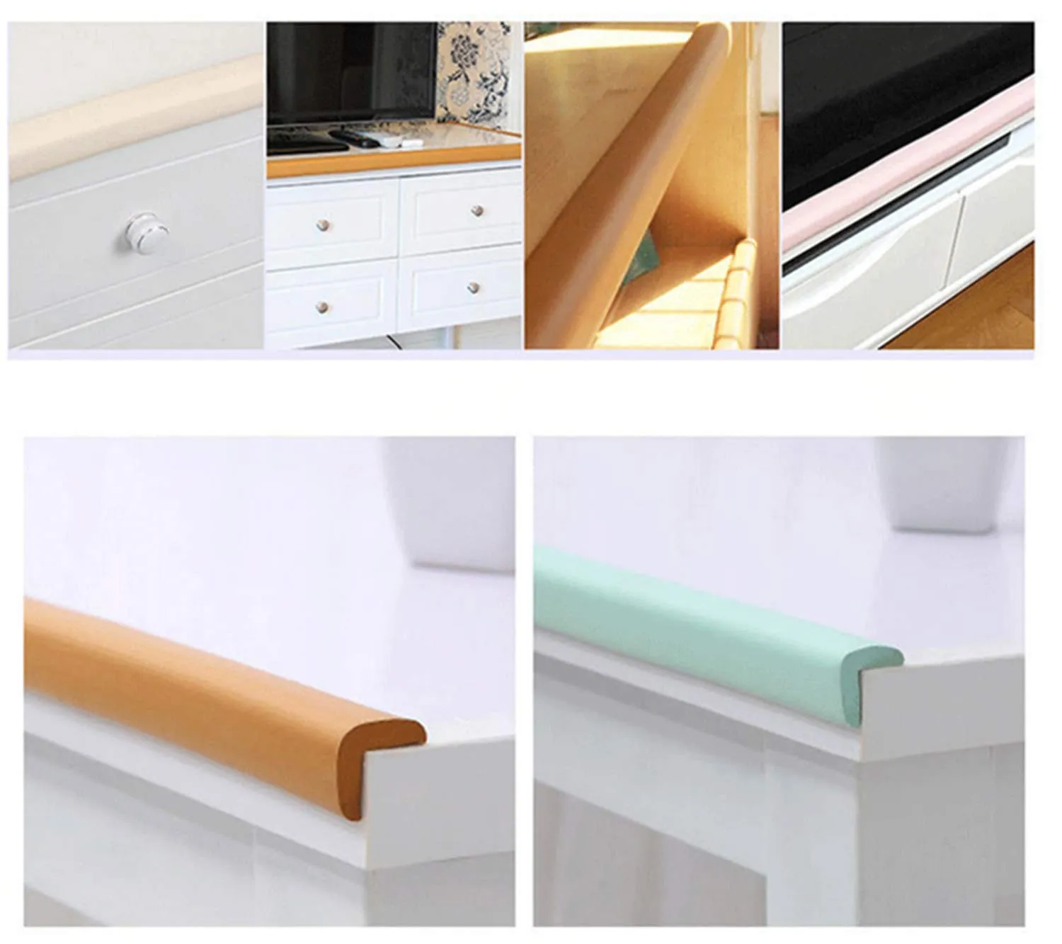 M2cbridge L Shape Extra Thick Furniture Table Edge Protectors Foam Baby Safety Bumper Guard (Off White(13.1ft Edge   4 Corners))