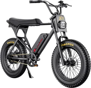 MACFOX X1S 2025 Ebikes for Adults, 750W Electric Bike Wheelie 25 MPH Max Speed, 38 Miles Range, 20" Fat Tire E-Bike with Front Suspension, E-Bikes for Riding to School (Class-3)