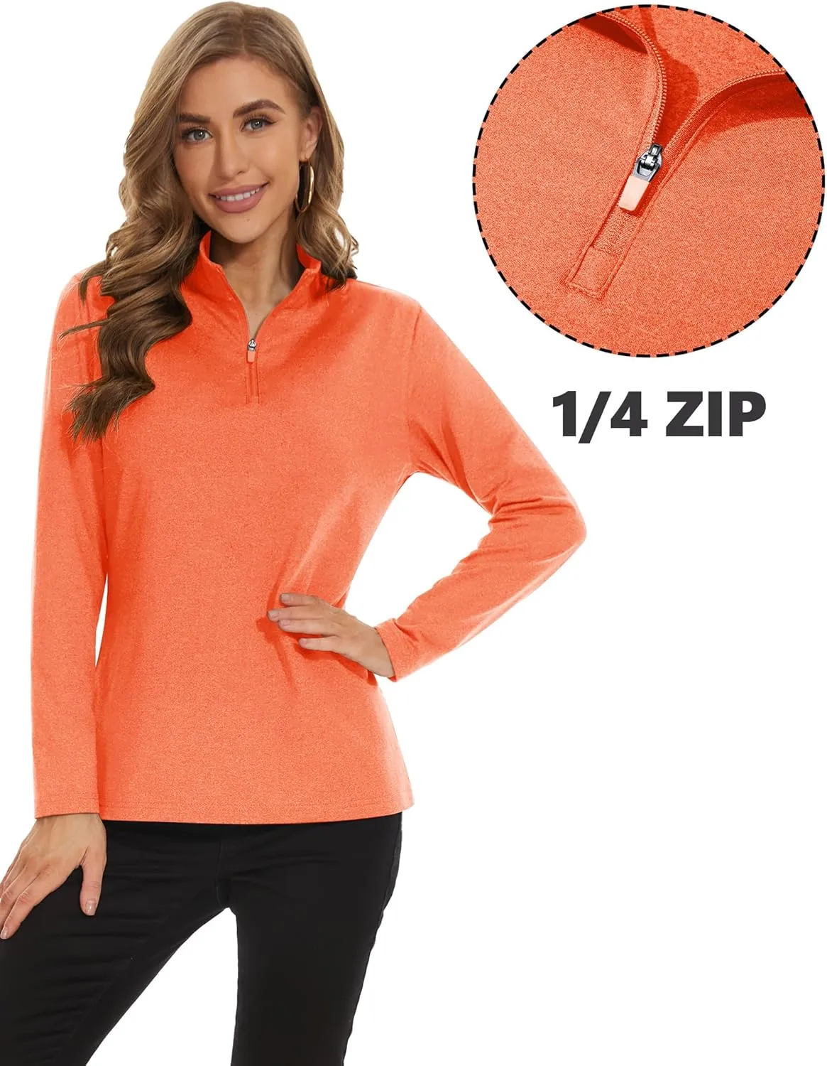 MAGCOMSEN Women's 1/4 Zip Shirts Fleece Pullover Long Sleeve Lightweight Shirts Running Workout Athletic Hiking Sweatshirts