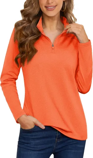 MAGCOMSEN Women's 1/4 Zip Shirts Fleece Pullover Long Sleeve Lightweight Shirts Running Workout Athletic Hiking Sweatshirts