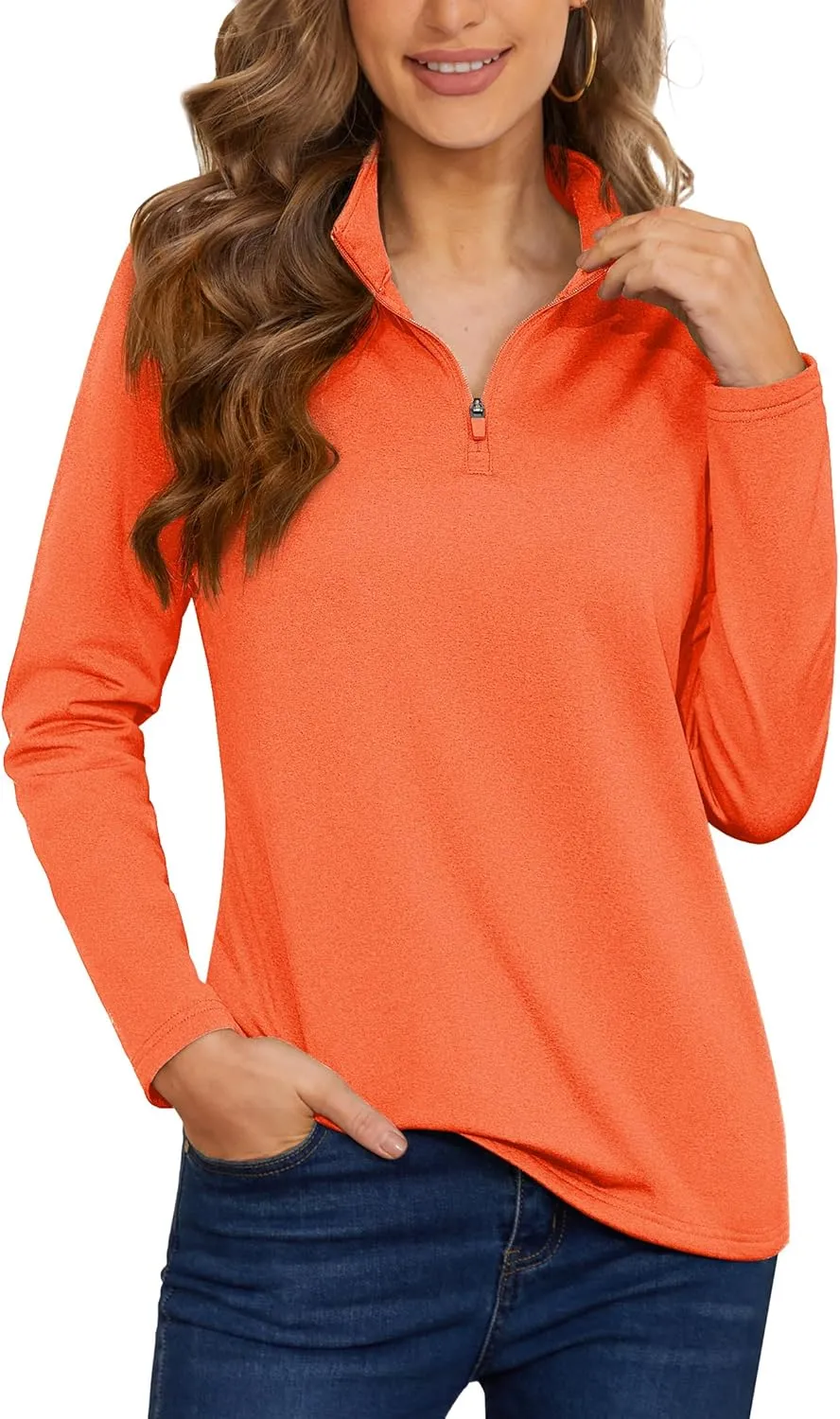 MAGCOMSEN Women's 1/4 Zip Shirts Fleece Pullover Long Sleeve Lightweight Shirts Running Workout Athletic Hiking Sweatshirts