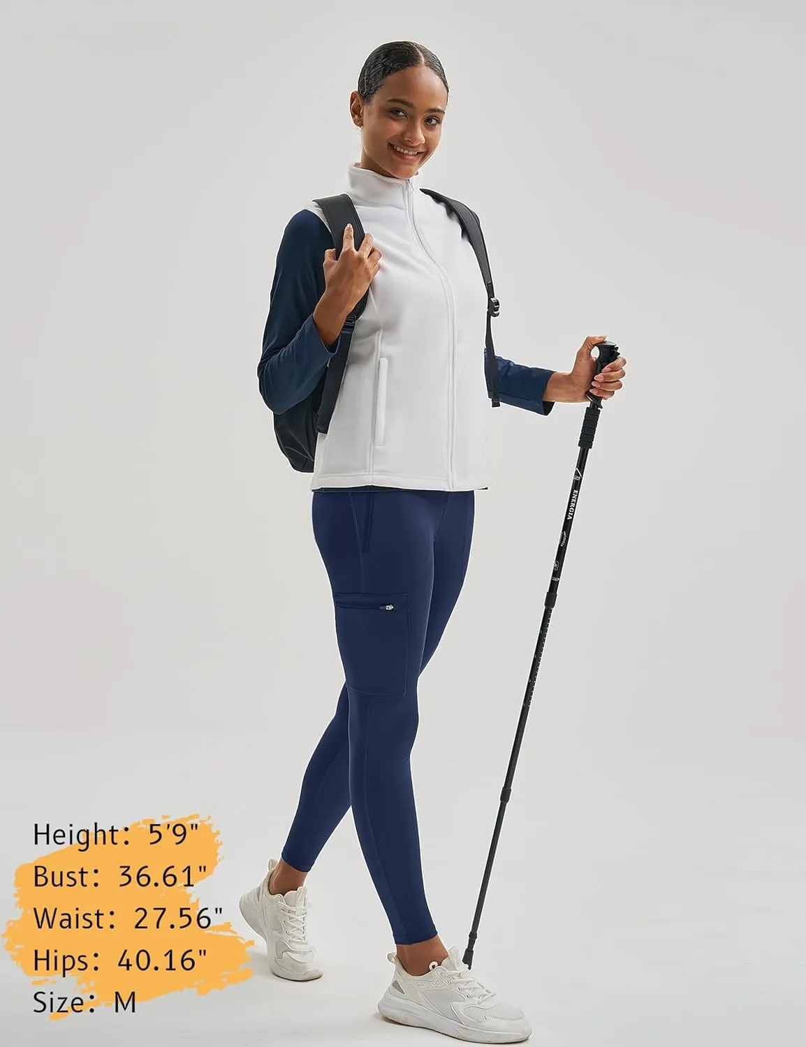 MAGCOMSEN Women's Hiking Leggings with 4 Zipper Pockets Water Resistant High Waisted Cargo Leggings Workout Running Yoga