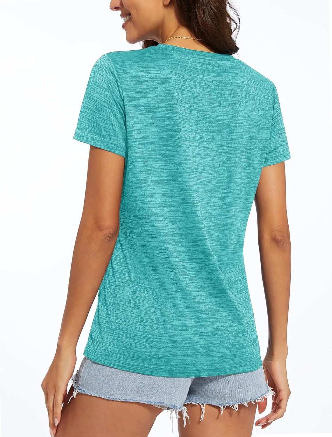 MAGCOMSEN Women's V Neck Workout Shirts Short Sleeve Moisture Wicking Yoga T-Shirts Quick Dry Athletic Tops