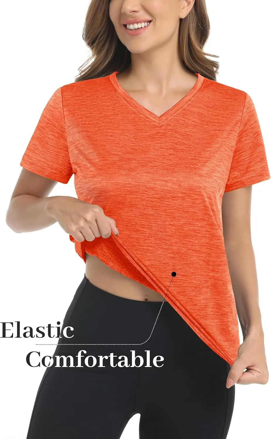 MAGCOMSEN Women's V Neck Workout Shirts Short Sleeve Moisture Wicking Yoga T-Shirts Quick Dry Athletic Tops