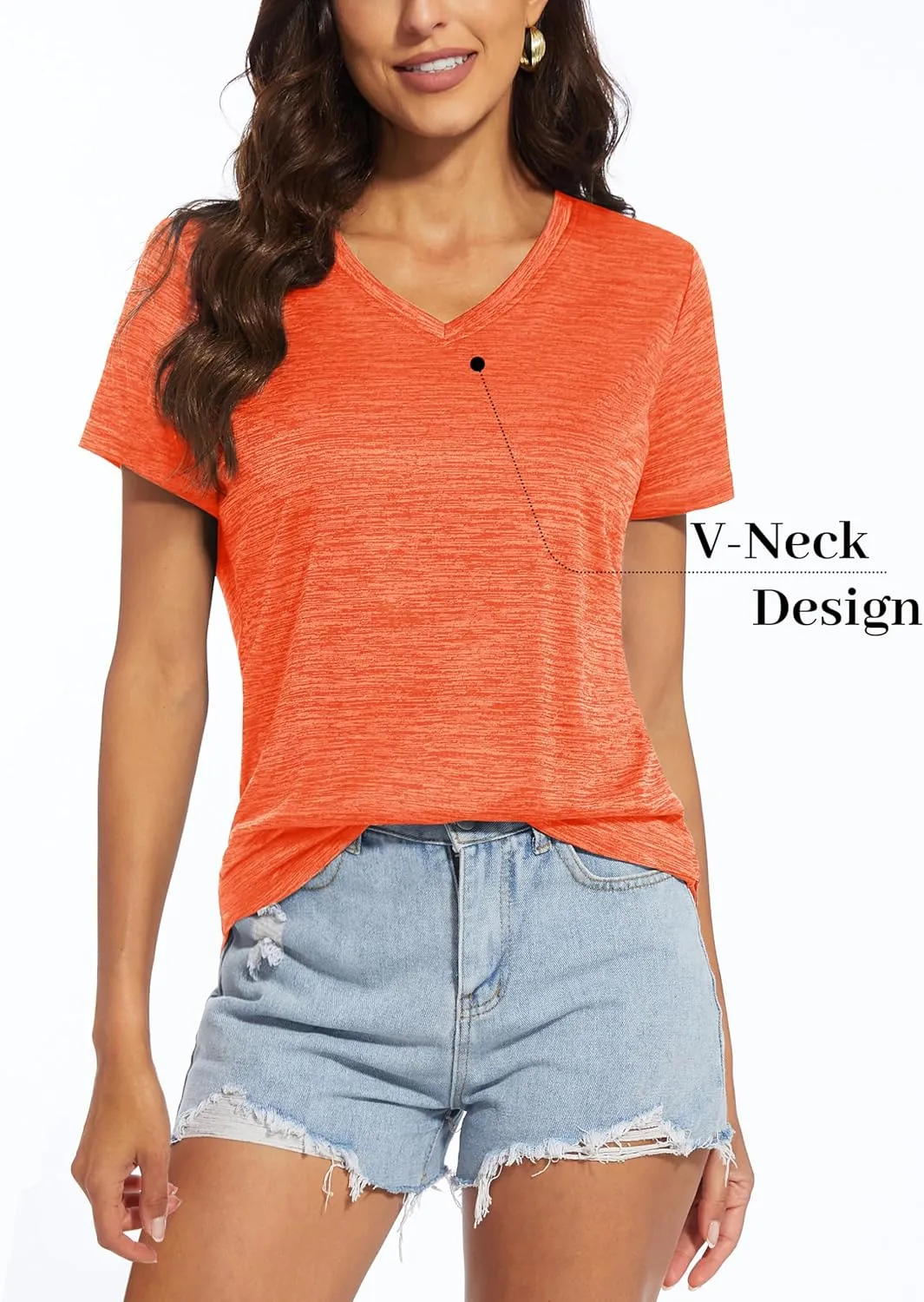 MAGCOMSEN Women's V Neck Workout Shirts Short Sleeve Moisture Wicking Yoga T-Shirts Quick Dry Athletic Tops