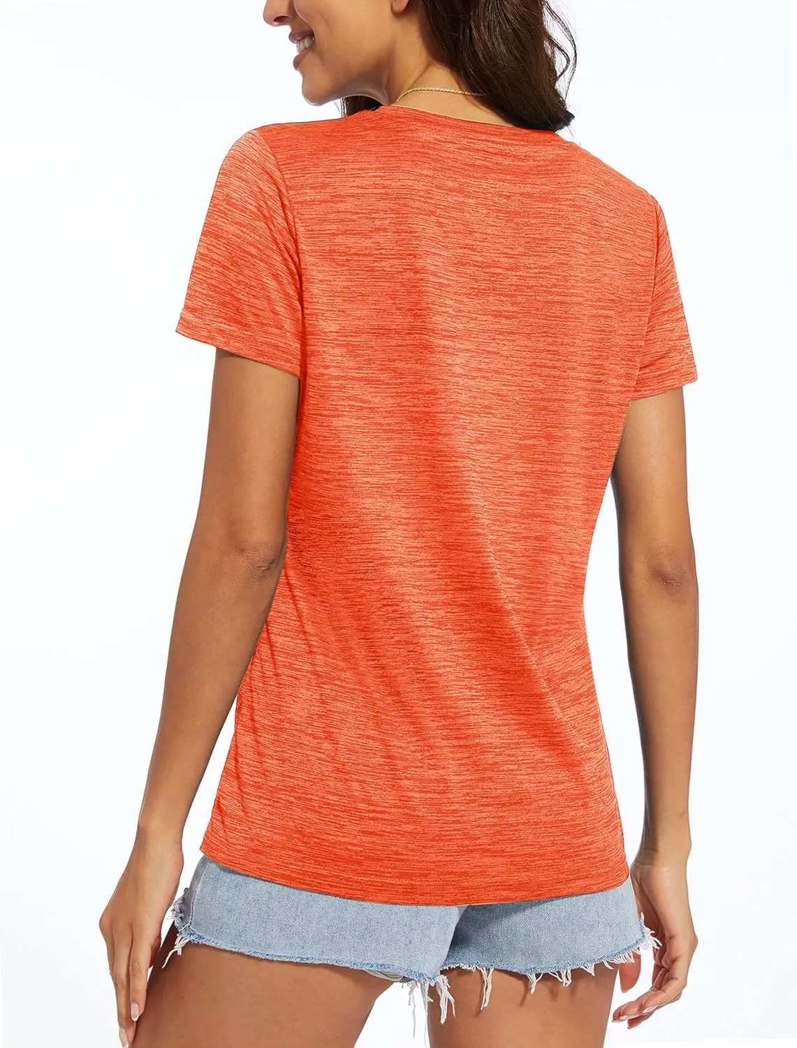 MAGCOMSEN Women's V Neck Workout Shirts Short Sleeve Moisture Wicking Yoga T-Shirts Quick Dry Athletic Tops