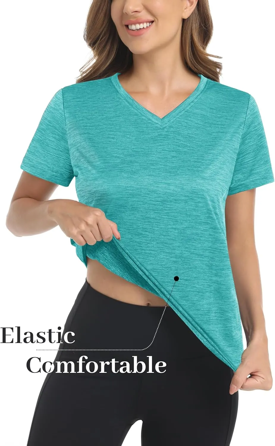 MAGCOMSEN Women's V Neck Workout Shirts Short Sleeve Moisture Wicking Yoga T-Shirts Quick Dry Athletic Tops