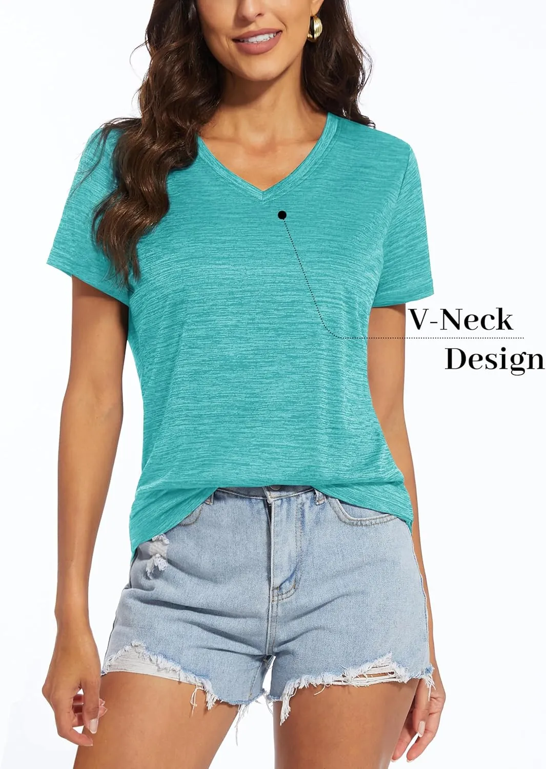 MAGCOMSEN Women's V Neck Workout Shirts Short Sleeve Moisture Wicking Yoga T-Shirts Quick Dry Athletic Tops