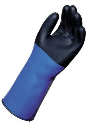MAPA Temp-Tec NL-56 Neoprene Thermal Insulation Heavyweight Glove, Chemical Resistant, 14" Length, Size 10, Blue/Black (Case of 6 Pairs)