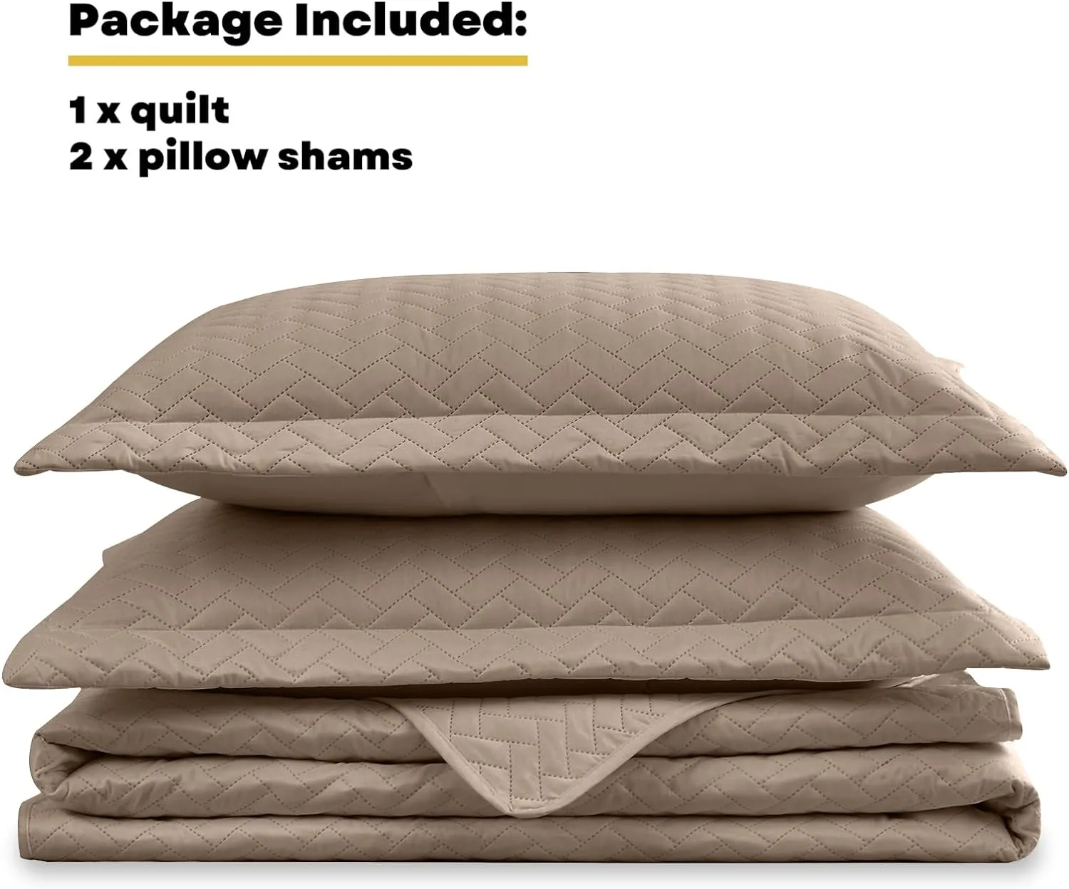 Maple&Stone Quilt Set Queen Size, Brown Lightweight Bedspread Ultrasonic Chevron Pattern Light Coverlet for All Season Comforter Bedding Decor - 3 Piece Queen Bed Cover Sets