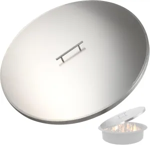 Marada Stainless Steel Fire Pit Lid 430 Heat Resistant Stainless Steel Fire Pit Ring Lid 1.5 mm Fir Pan Thick for Round Patio(Round 28")