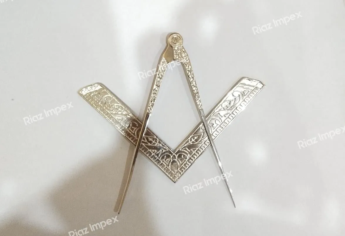 Masonic Lodge Ceremonial SILVER 6" LARGE Square and Compass For Bible CLASS A, Blue Lodge Holy Bible Square Compass Premium Look, Gift For Master Mason,Freemason and Lodge Brothers