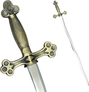 Masonic Sword - Snake Flaming Sword Square Compass with G and Golden Hilt