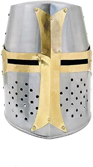 Medieval Warrior Templar Crusader Knights Helmet Wearable for Adult Medieval Costumes.