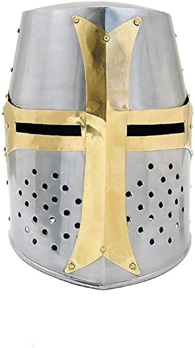 Medieval Warrior Templar Crusader Knights Helmet Wearable for Adult Medieval Costumes.
