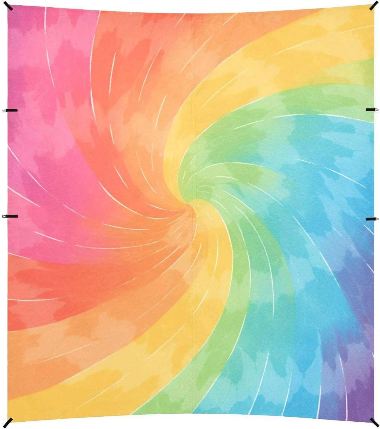 Mediumvioletred Tie Dye Background Rainbow Colors Foldable Beach Cabana UPF50  Protection Water-Resistant Large Sun Shelter with Sandbags & Sand Shovel for Family Travel