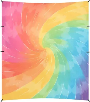 Mediumvioletred Tie Dye Background Rainbow Colors Foldable Beach Cabana UPF50  Protection Water-Resistant Large Sun Shelter with Sandbags & Sand Shovel for Family Travel