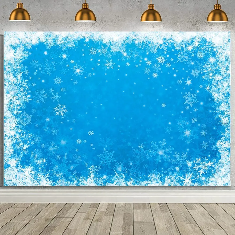 MEHOFOND Winter Ice Blue Frozen Backdrop Snowflake Background for Christmas Happy New Year Event Party Decorations Banner Xmas Photography Backdrop Portrait Photobooth Photo Studio 7x5ft