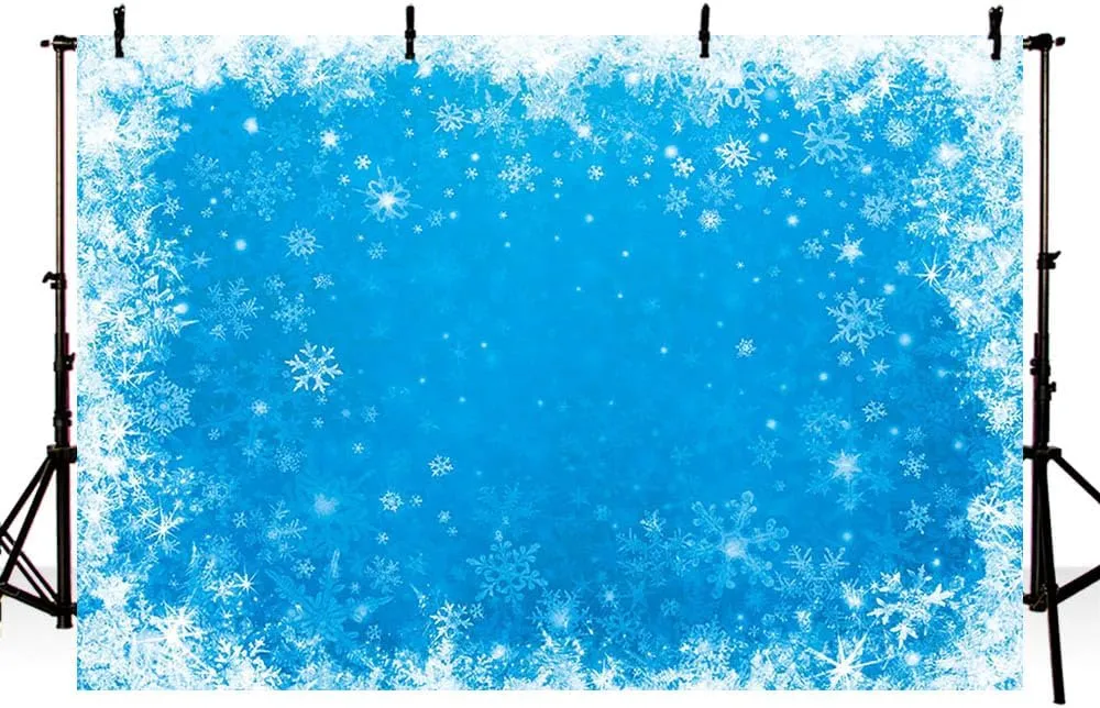 MEHOFOND Winter Ice Blue Frozen Backdrop Snowflake Background for Christmas Happy New Year Event Party Decorations Banner Xmas Photography Backdrop Portrait Photobooth Photo Studio 7x5ft