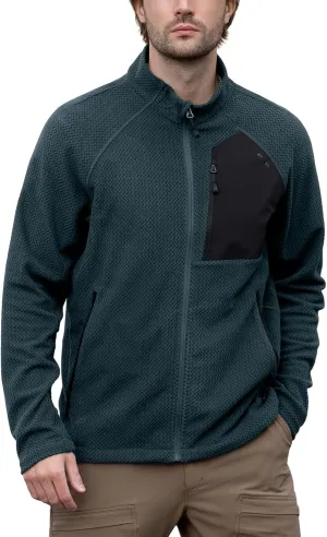 Men's AIR Full Zip Wave-textured Lightweight Fleece Jacket Breathable Spring Jacket for Outdoor Hiking Camping
