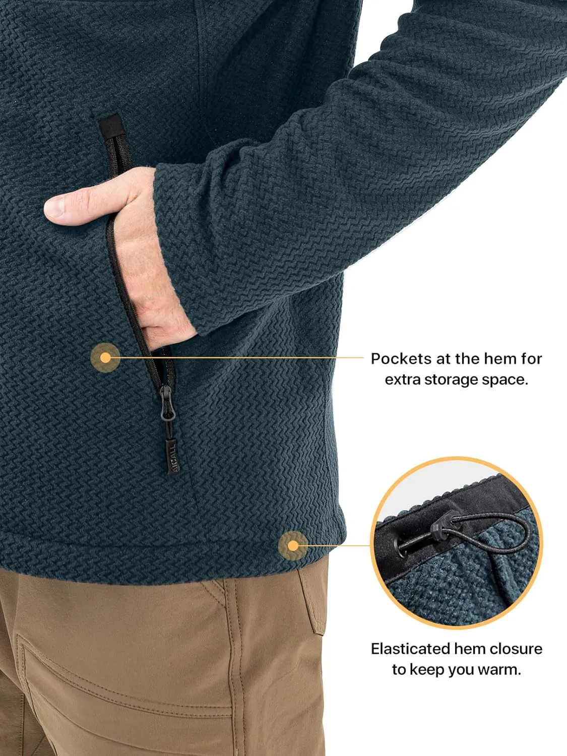 Men's AIR Full Zip Wave-textured Lightweight Fleece Jacket Breathable Spring Jacket for Outdoor Hiking Camping