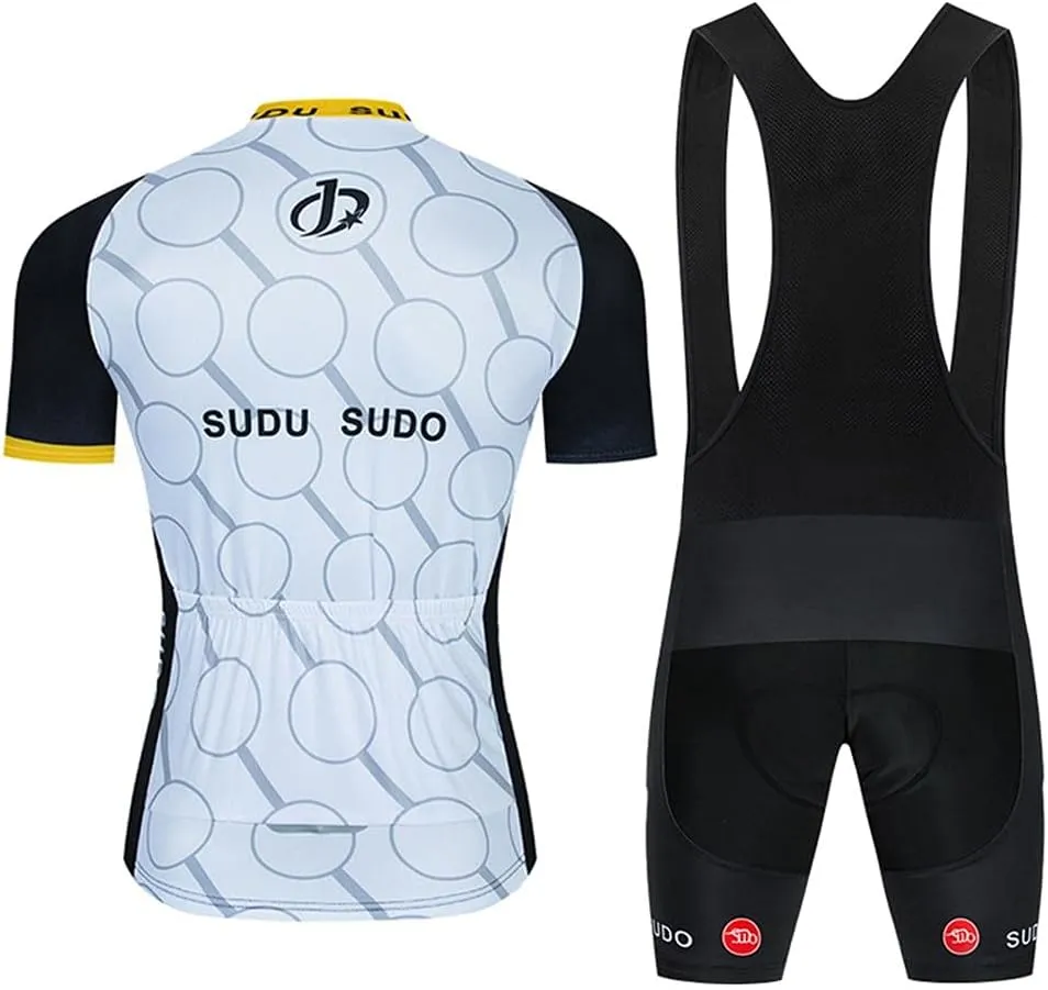 Men's Cycling Jersey Set Road Bike Shirts Short Sleeve Breathable Cycling Clothing Bib Shorts with 20D Gel Padded