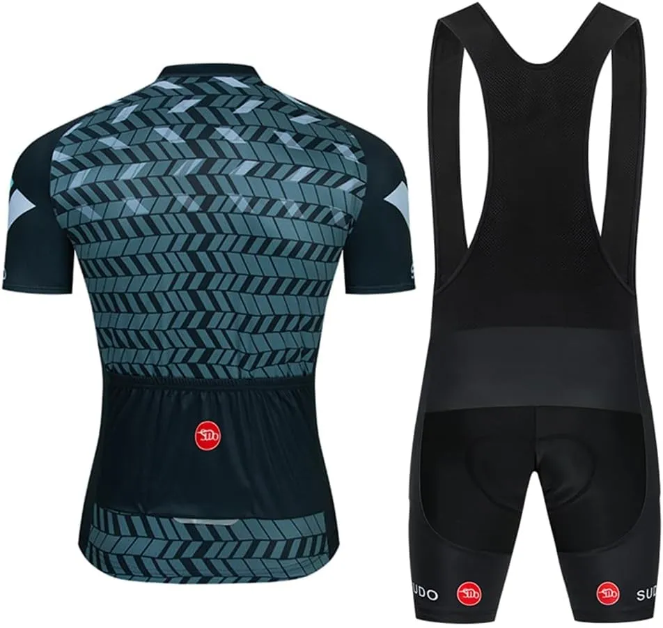 Men's Cycling Jersey Set Road Bike Shirts Short Sleeve Breathable Cycling Clothing Bib Shorts with 20D Gel Padded