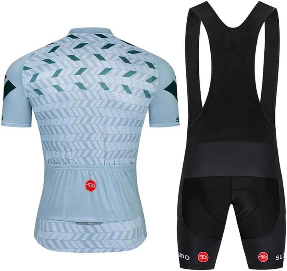Men's Cycling Jersey Set Road Bike Shirts Short Sleeve Breathable Cycling Clothing Bib Shorts with 20D Gel Padded
