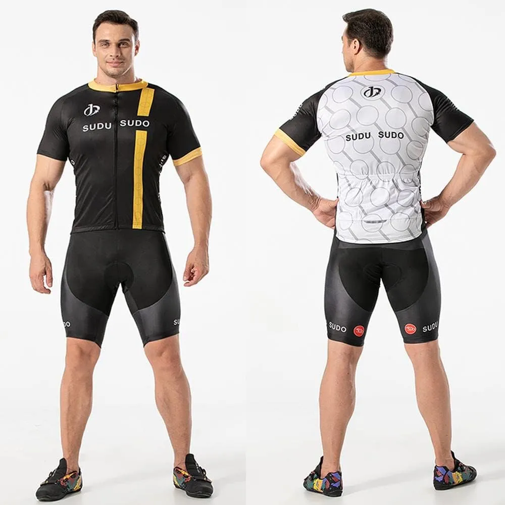 Men's Cycling Jersey Set Road Bike Shirts Short Sleeve Breathable Cycling Clothing Bib Shorts with 20D Gel Padded