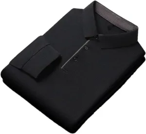 Men's Office Golf Business Casual Long Sleeve Solid Color Polo Shirt Warm Four Seasons Top
