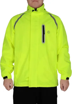 Men's Rain Jacket, Waterproof Windproof Reflective Hood Rain Coat, Lightweight Breathable Windbreaker with 4 Pockets