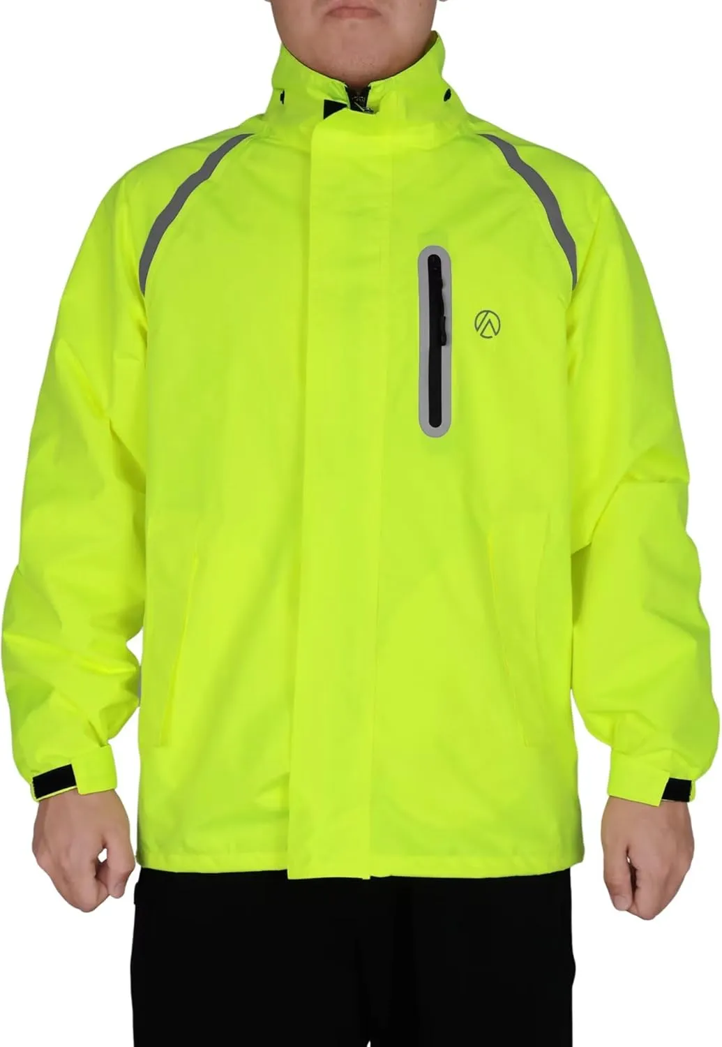 Men's Rain Jacket, Waterproof Windproof Reflective Hood Rain Coat, Lightweight Breathable Windbreaker with 4 Pockets
