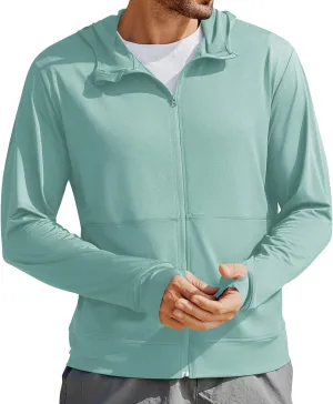 Men's UPF 50  Full Zip Up Sun Protection Hoodie Jacket Long Sleeve Lightweight UV Shirts for Men Hiking Fishing