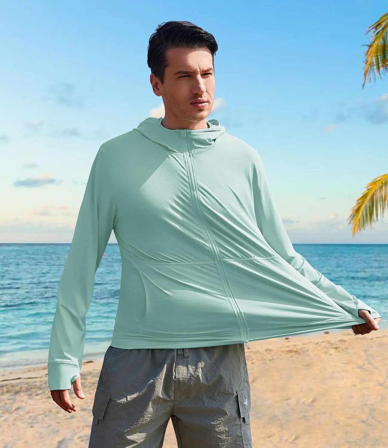 Men's UPF 50  Full Zip Up Sun Protection Hoodie Jacket Long Sleeve Lightweight UV Shirts for Men Hiking Fishing