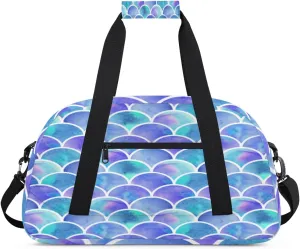 Mermaid Scales Gym Duffel Bag for Men Women Rainbow Scales Sports Tote Bag with Adjustable Shoulder Strap for Dance Gymnastics Traveling Outdoor Camping Overnight Stay