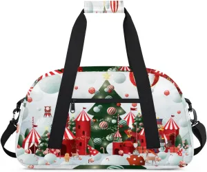 Merry Christmas Gym Duffel Bag for Men Women Christmas Decoration Sports Tote Bag with Adjustable Shoulder Strap for Dance Gymnastics Traveling Outdoor Camping Overnight Stay