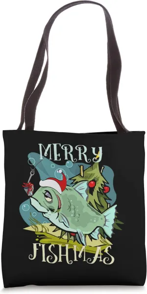 Merry Fishmas Funny Christmas Fishing Lover Holiday Season Tote Bag