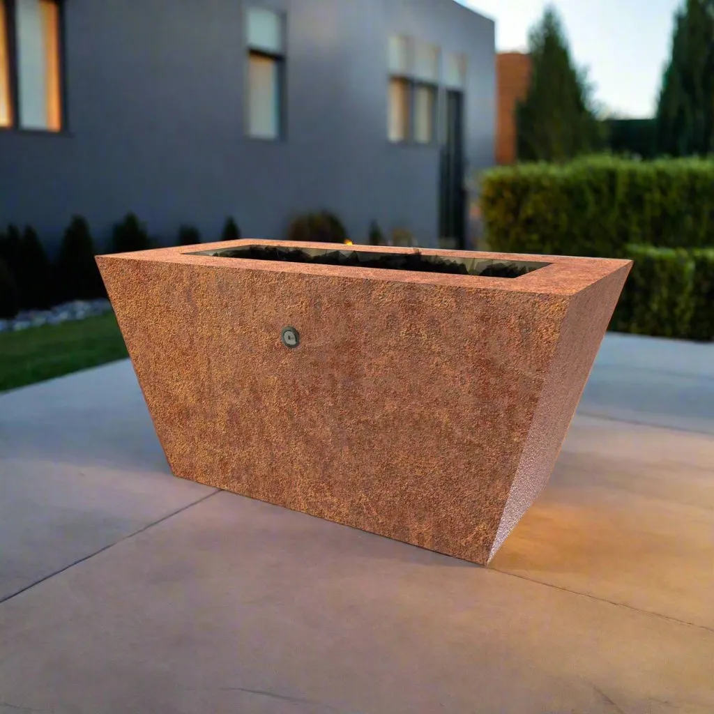 Mesa Rectangle Fire Pit - Corten Steel
