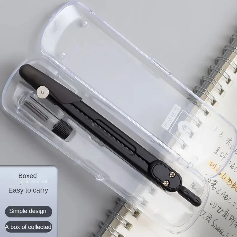 Metal Compass Set with 3 HB Lead Cores for Student Drawing & Exams