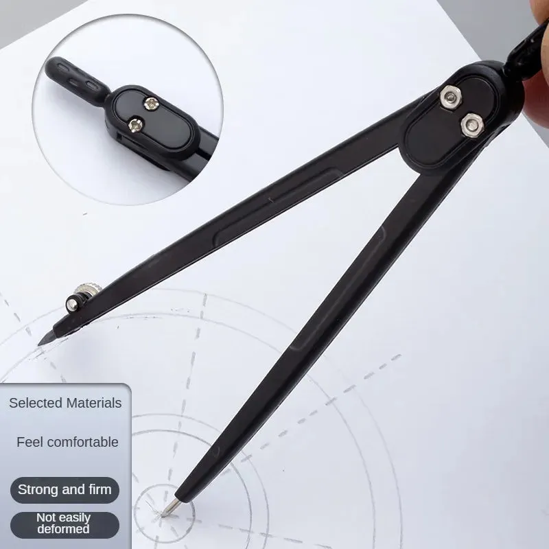 Metal Compass Set with 3 HB Lead Cores for Student Drawing & Exams