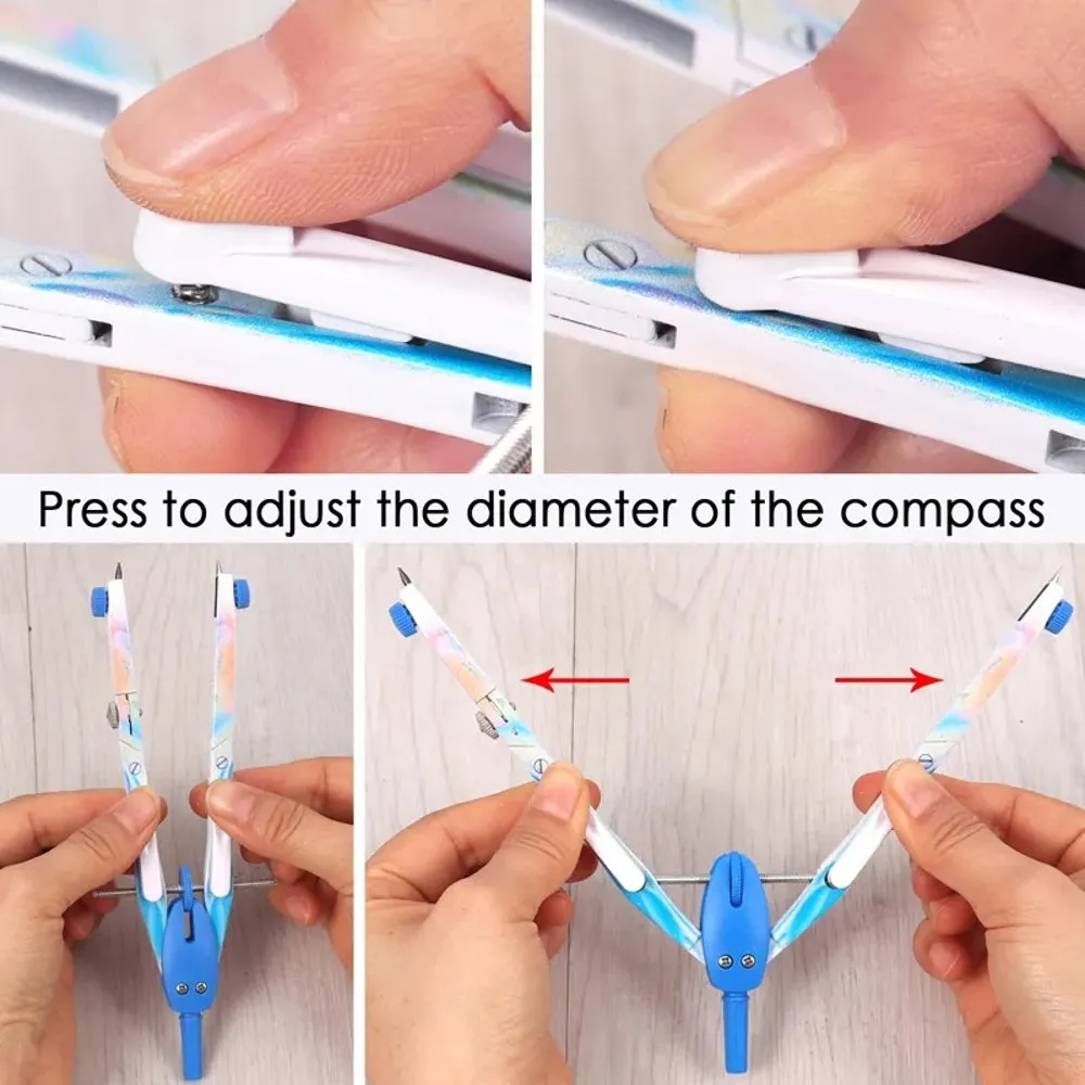 Metal Zinc Alloy Adjustable Compass Divider Math Set