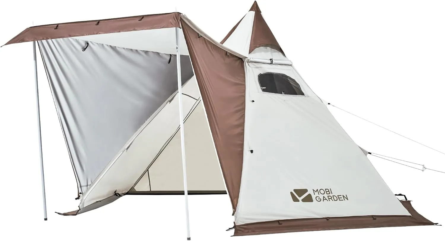 MOBI GARDEN All Season Camping Pyramid Tent for 2~3 Person, 10.5ˊx11.8ˊx7.5ˊ FamilyTent for Travel, Glamping Tent with Porch, Durable Weatherproof