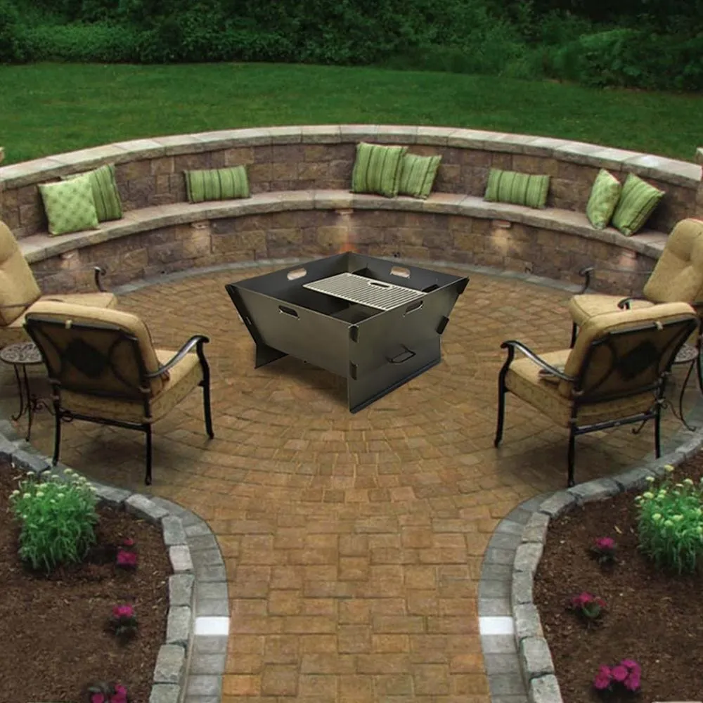 Modern Blaze Collapsible 30-Inch Wood Burning Fire Pit - Optional Grill