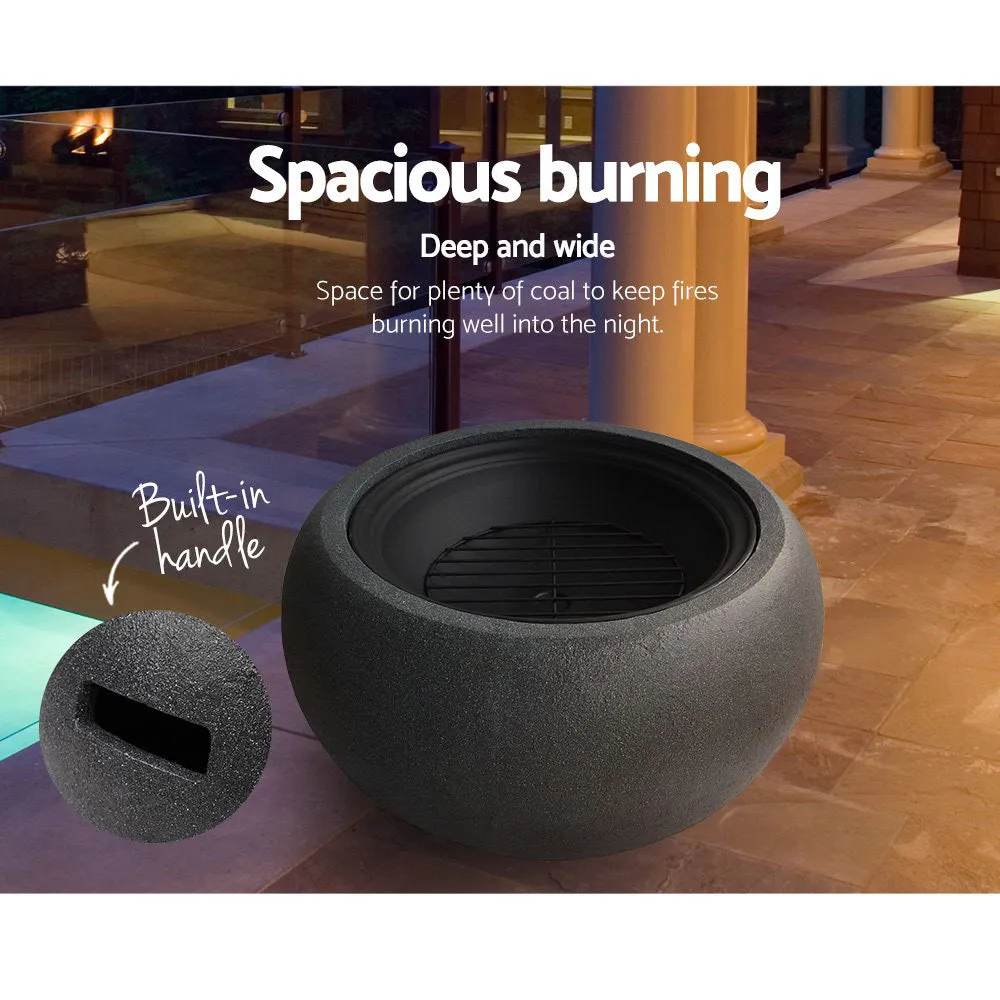 Modern Fire Pit (61cm) Cement Style with Steel Bowl
