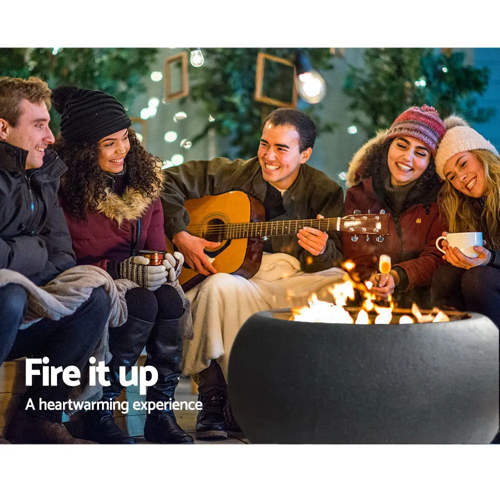 Modern Fire Pit (61cm) Cement Style with Steel Bowl