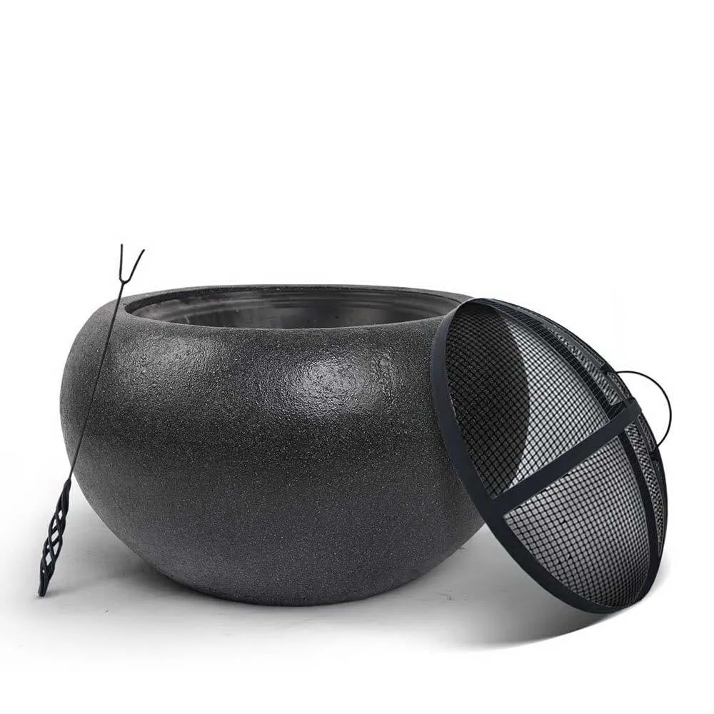 Modern Fire Pit (61cm) Cement Style with Steel Bowl