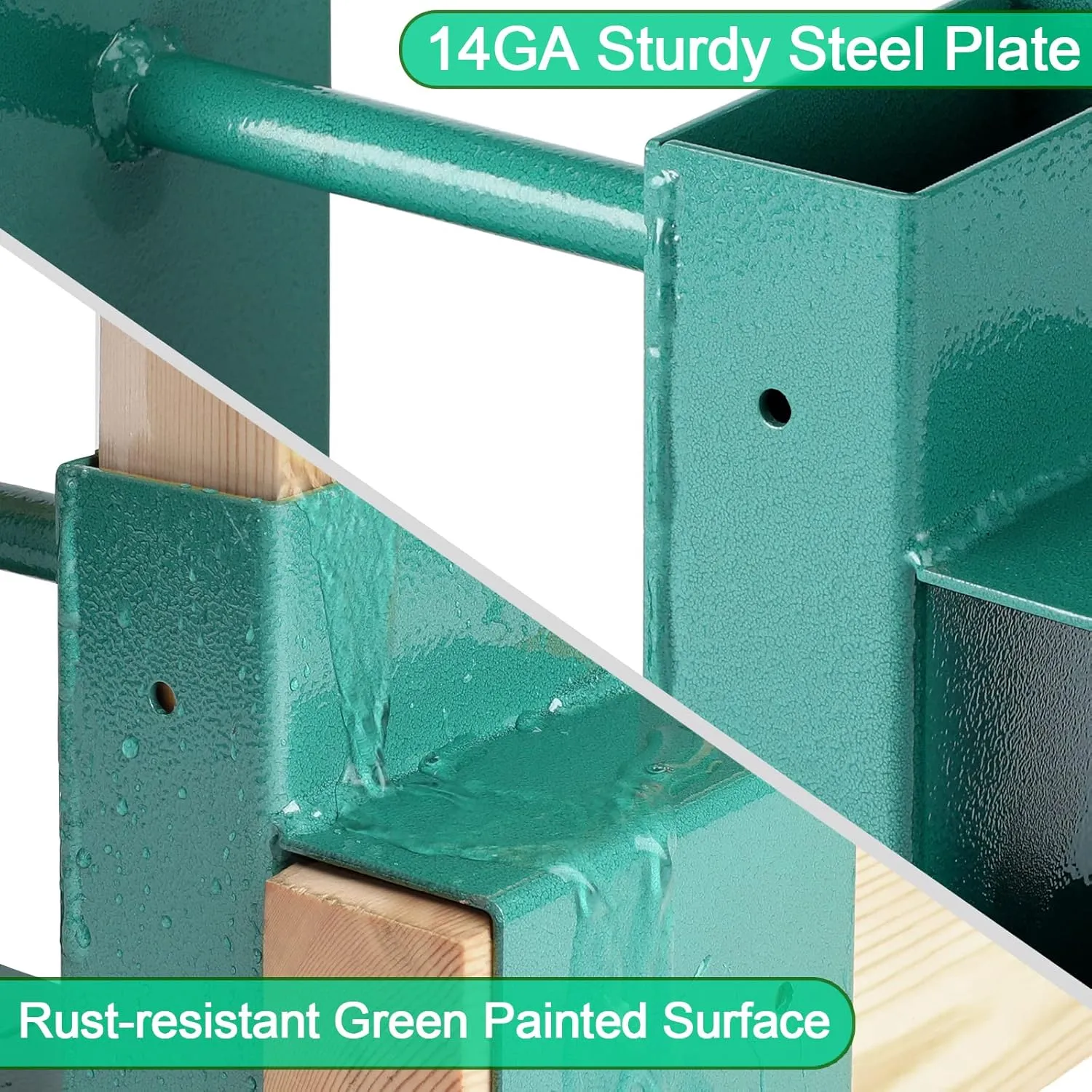 MOFEEZ Outdoor Firewood Log Storage Rack 2x4 Bracket Kit, Fireplace Wood Storage Holder, Adjustable to Any Length - Green, Two Bases