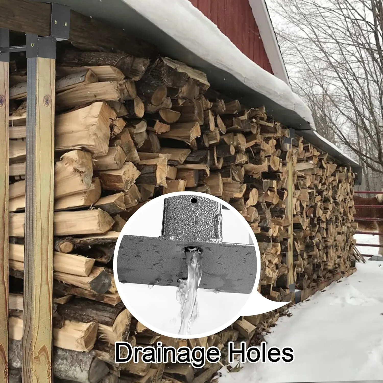 MOFEEZ Outdoor Firewood Log Storage Rack 2x4 Bracket Kit, Fireplace Wood Storage Holder, Adjustable to Any Length - Grey, Two Bases