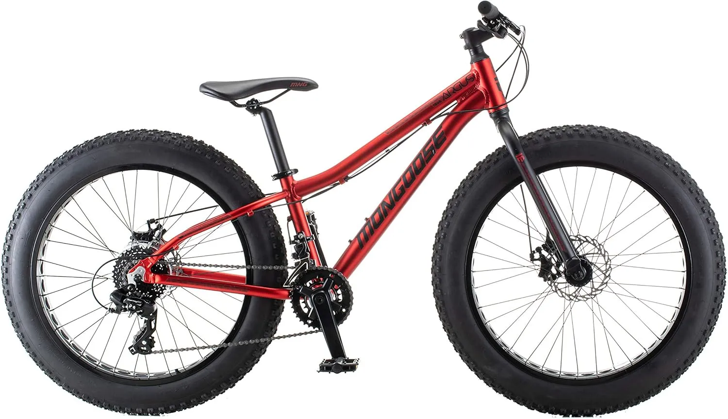 Mongoose Argus ST & Trail Fat Tire Mountain Bike for Adult Youth Men Women, 20 to 26-Inch Wheels, Mechanical Disc Brakes, Steel or Aluminum Frame and 7 or 16-Speed Options