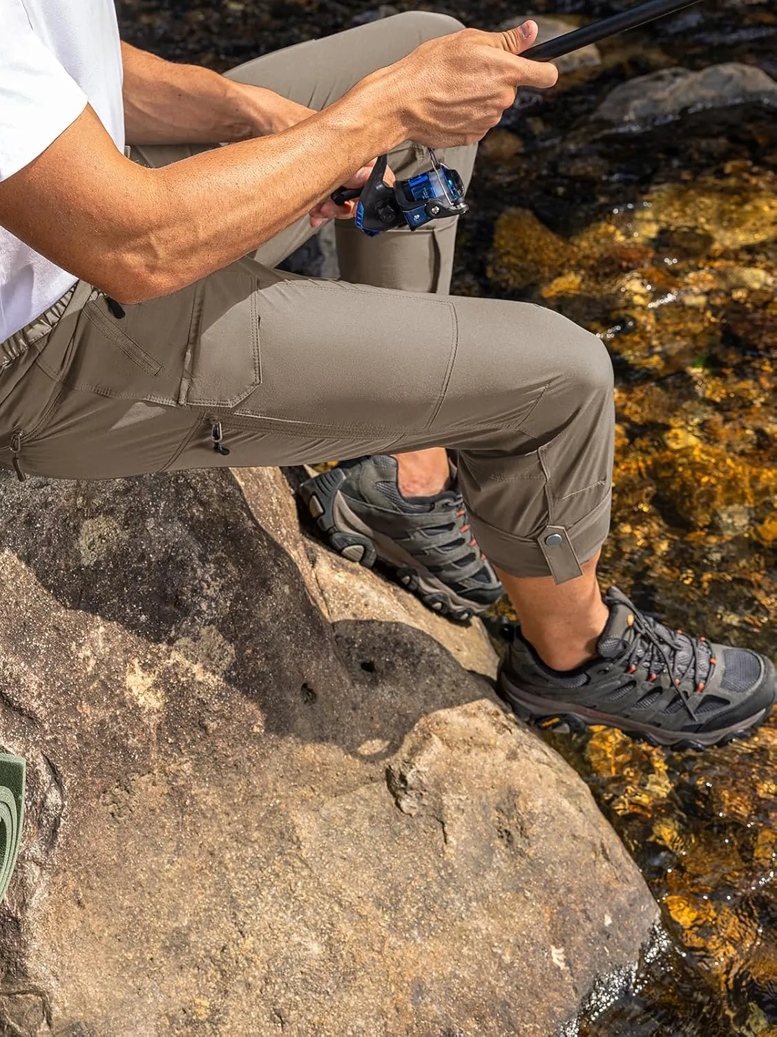Moosehill Men's Hiking Cargo Pants Lightweight Water-Resistant Quick Dry for Tactical Work Fishing Golf Travel Outdoor Casual